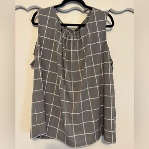 Calvin Klein Gray Grid Sleeveless Blouse